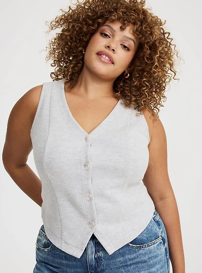 V-Neck Button-Up Vest