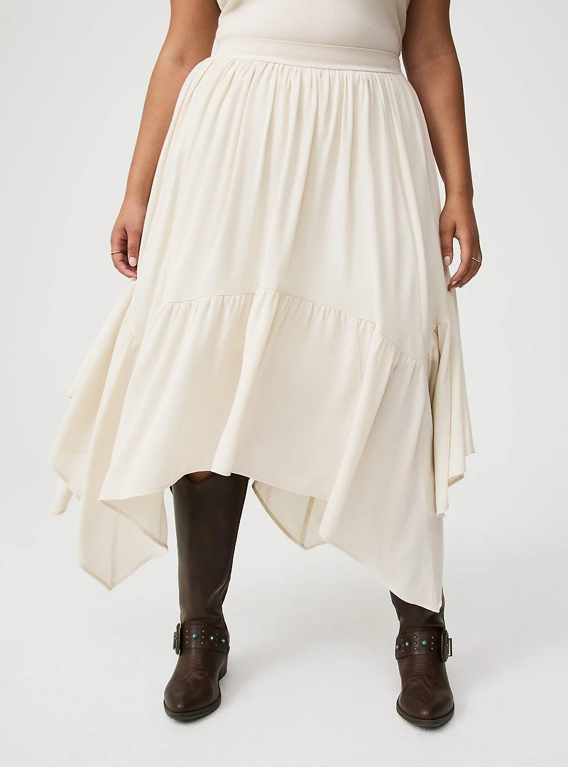 Tiered Hanky Hem Maxi Skirt