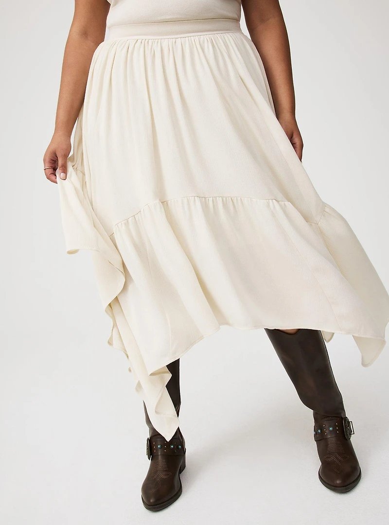 Tiered Hanky Hem Maxi Skirt