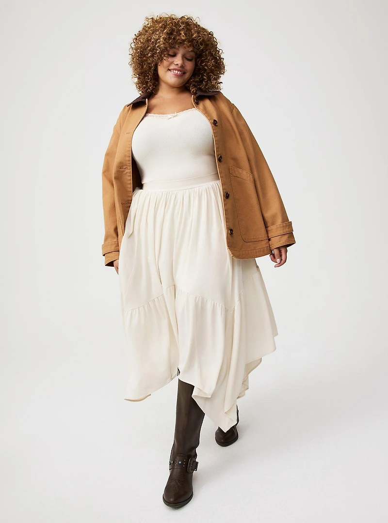 Tiered Hanky Hem Maxi Skirt