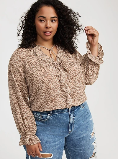 Ruffle Tie-Front Blouse