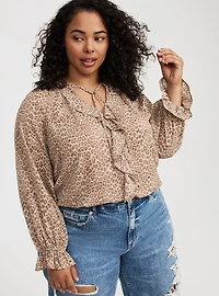 Ruffle Tie-Front Blouse