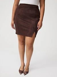 Faux Suede Side Slit Mini Skirt