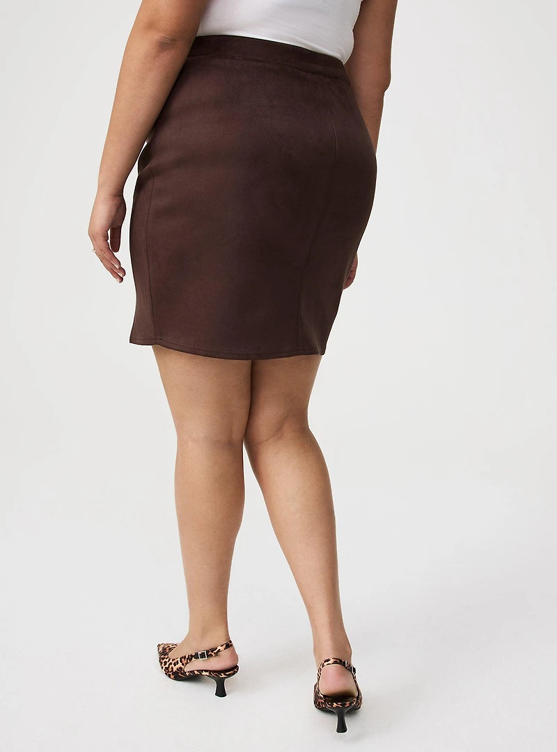 Faux Suede Side Slit Mini Skirt