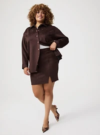 Faux Suede Side Slit Mini Skirt