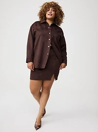 Faux Suede Side Slit Mini Skirt