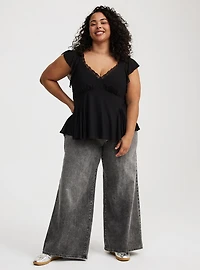 Flutter Sleeve Fit & Flare Mesh Top