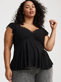 Flutter Sleeve Fit & Flare Mesh Top