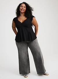 Flutter Sleeve Fit & Flare Mesh Top