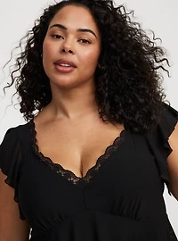Flutter Sleeve Fit & Flare Mesh Top