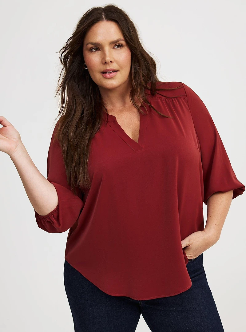 Harper Crepe de Chine Blouson Blouse