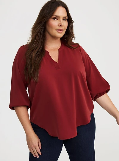 Harper Crepe de Chine Blouson Blouse