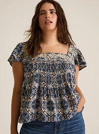 Festi Pintuck Flutter-Sleeve Tank