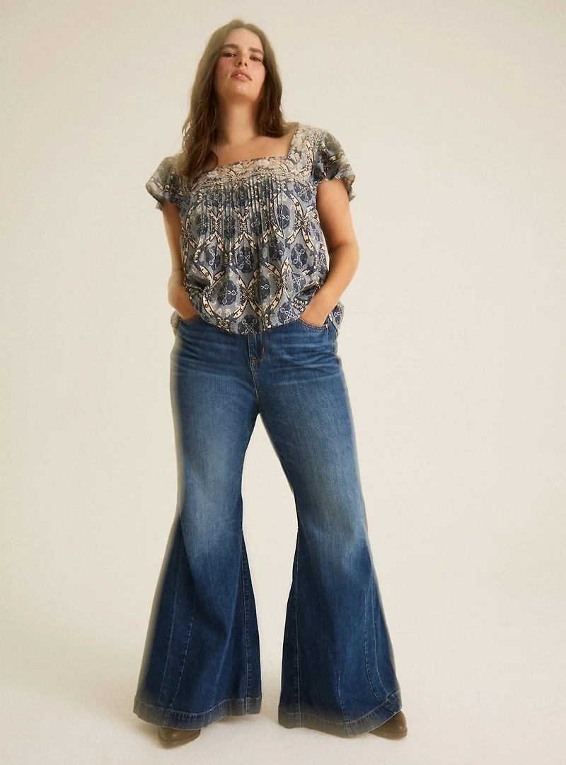 Festi Pintuck Flutter-Sleeve Tank