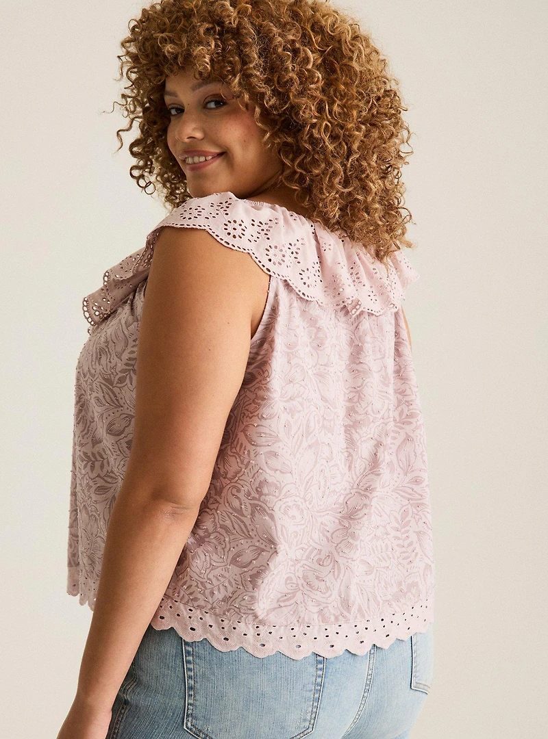 Festi Embroidered Ruffle Top