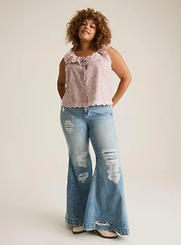 Festi Embroidered Ruffle Top