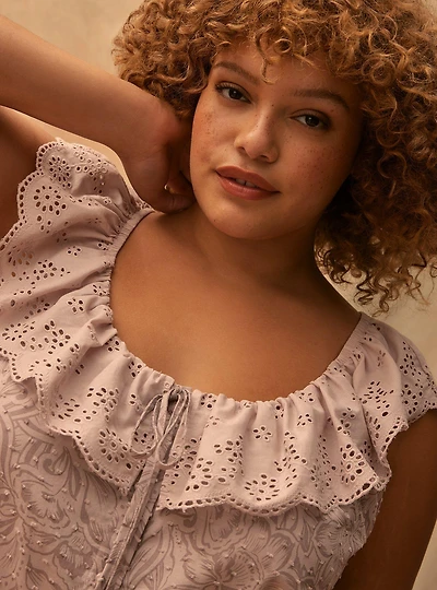 Festi Embroidered Ruffle Top