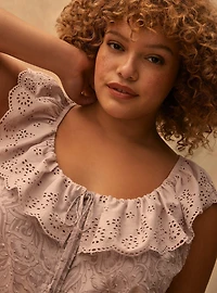 Festi Embroidered Ruffle Top