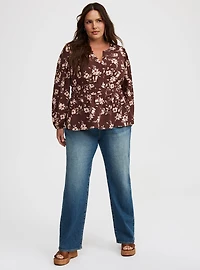 Peplum Y-Neck Top