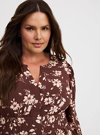 Peplum Y-Neck Top
