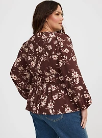 Peplum Y-Neck Top