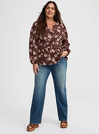Peplum Y-Neck Top