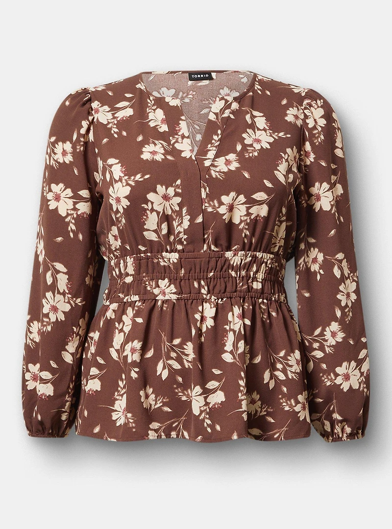 Peplum Y-Neck Top