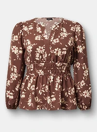 Peplum Y-Neck Top
