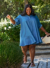 Bell Isle Chambray Popover Mini Dress