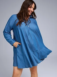 Bell Isle Chambray Popover Mini Dress