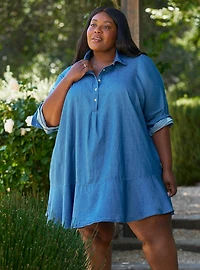 Bell Isle Chambray Popover Mini Dress