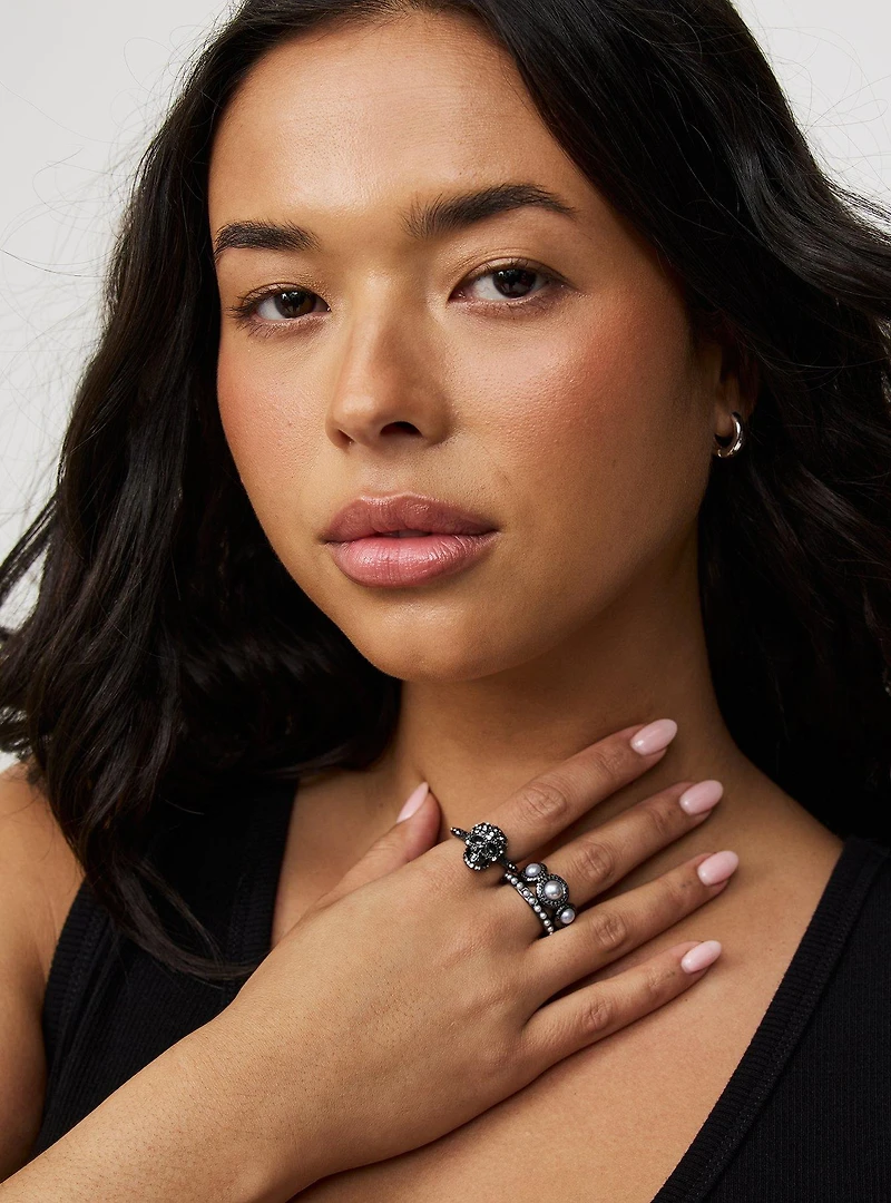 Skull Pave Ring Set