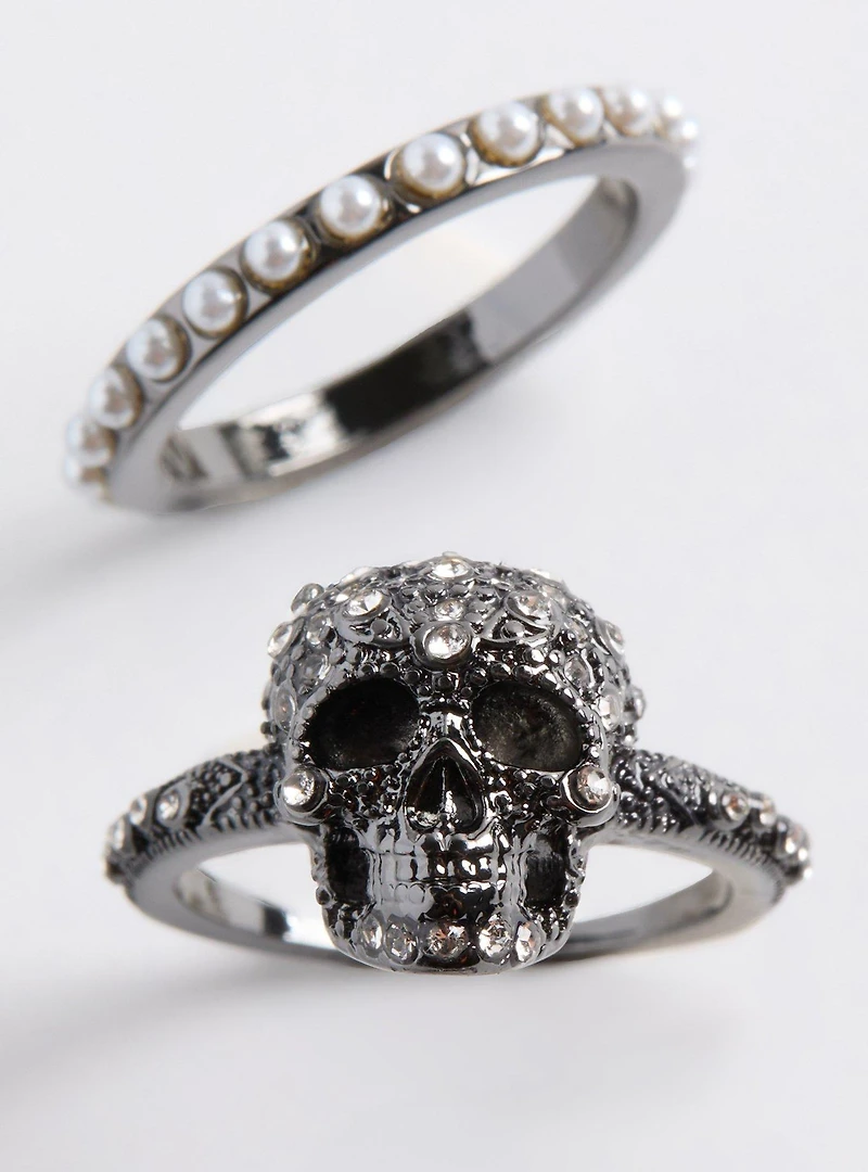 Skull Pave Ring Set