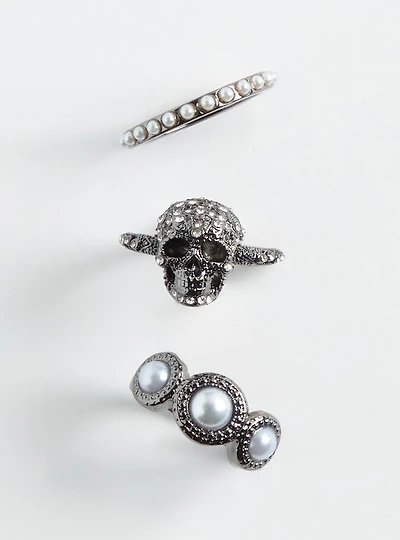 Skull Pave Ring Set