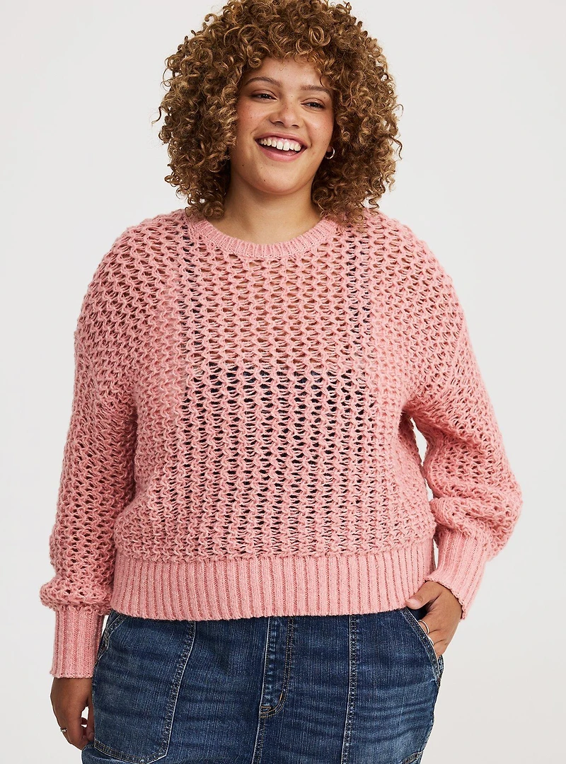 Pointelle Pullover Sweater