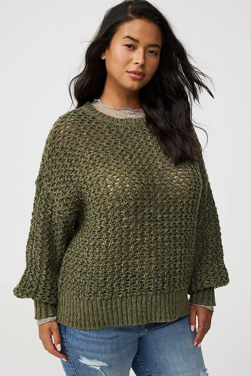 Pointelle Pullover Top