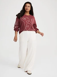 Embroidered Drop-Shoulder Crew Pullover