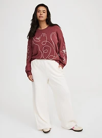 Embroidered Drop-Shoulder Crew Pullover