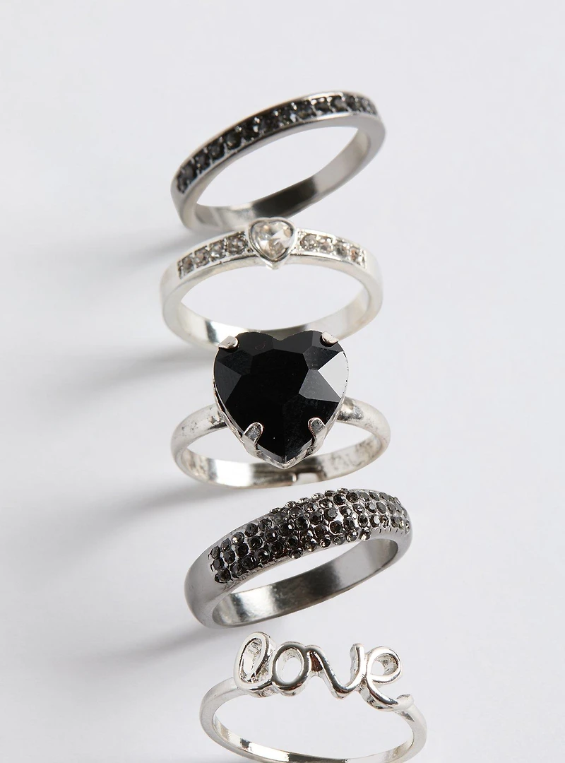 Heart Pave Ring Set
