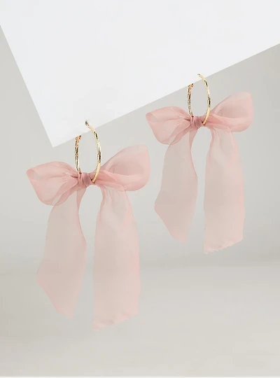 Ribbon Bow Hoop Earring