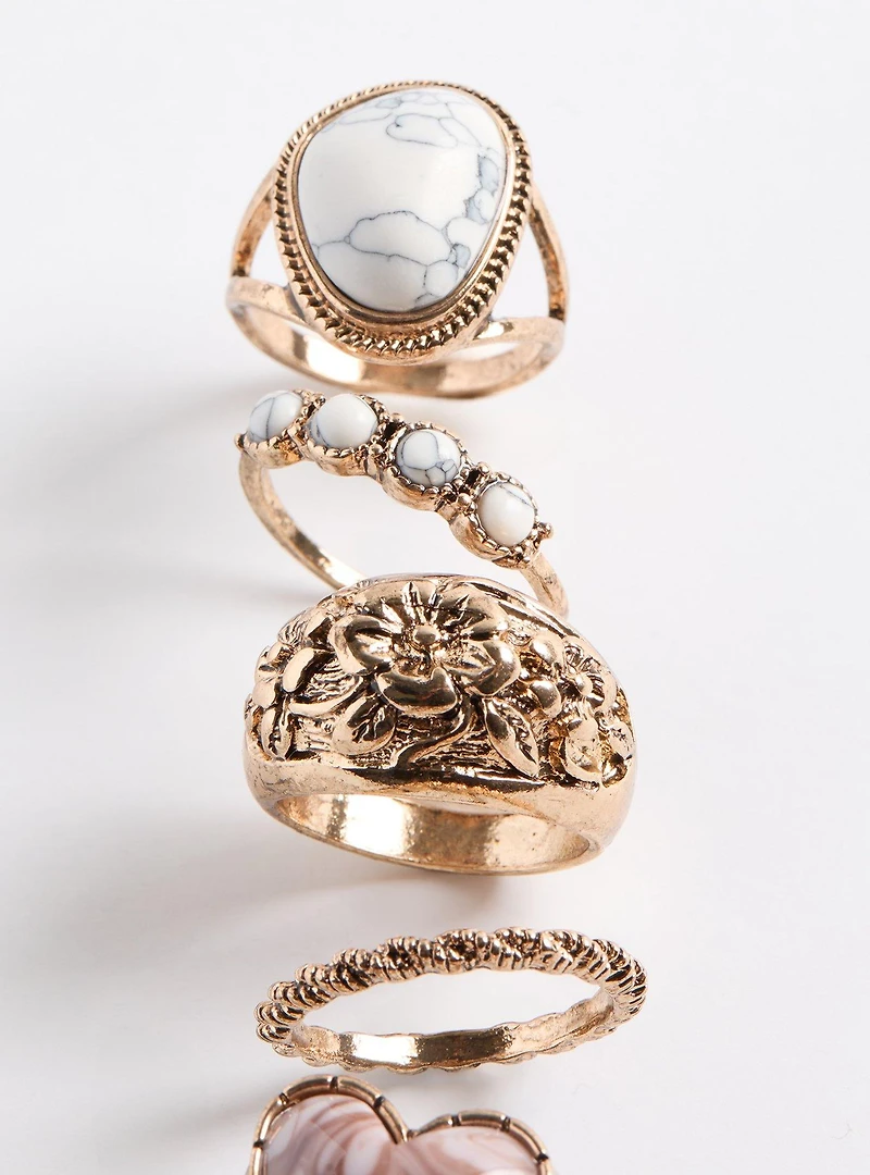 Heart Stone Ring Set
