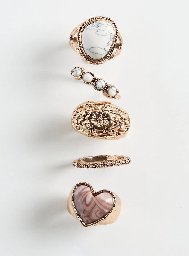 Heart Stone Ring Set