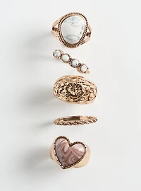 Heart Stone Ring Set