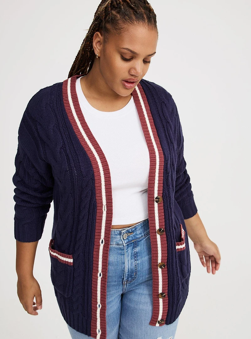 Button-Front Boyfriend Cardigan