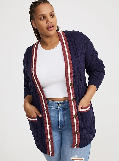 Button-Front Boyfriend Cardigan