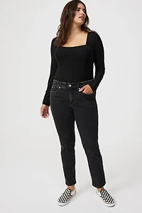 Square Neck Mesh Corset Top