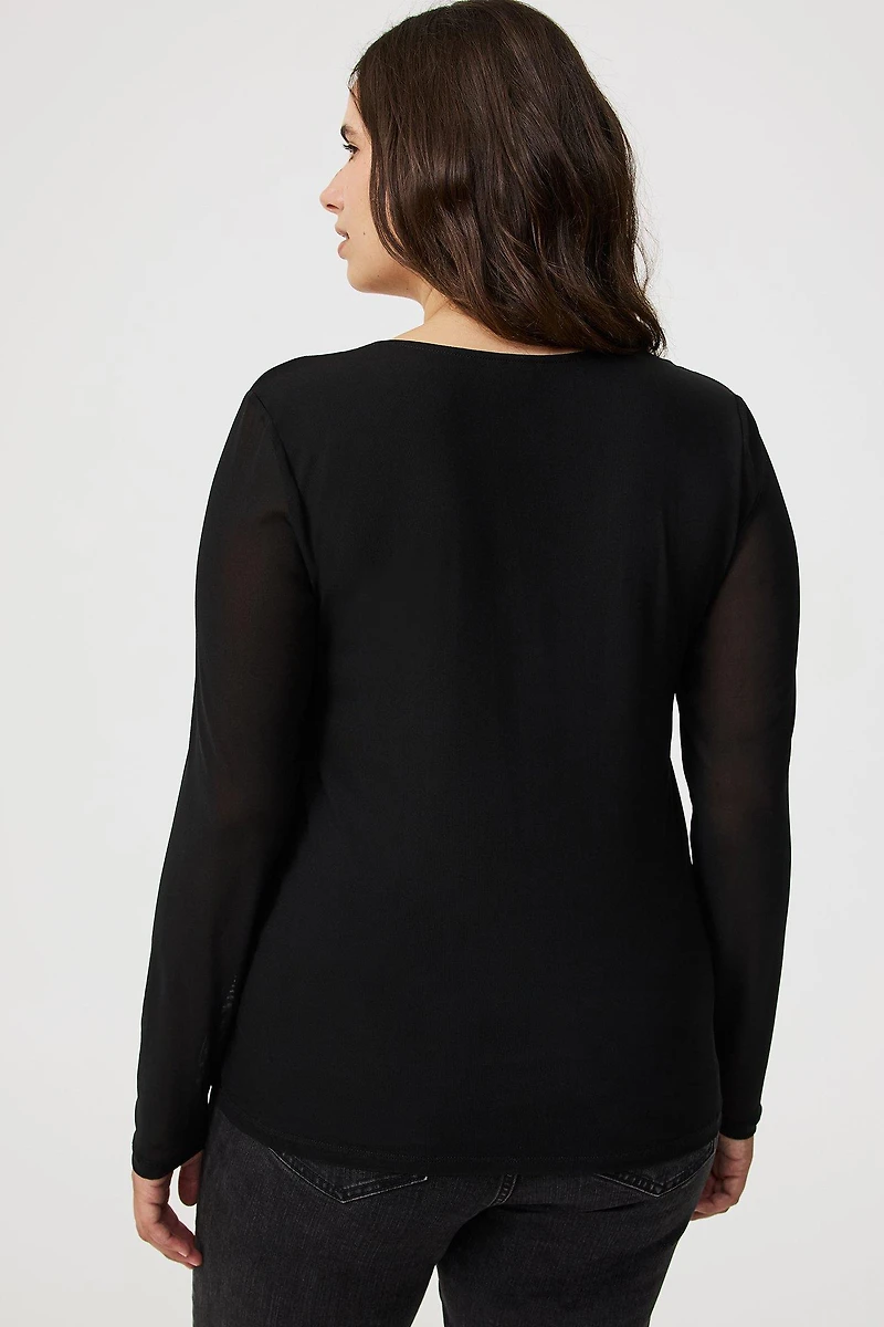 Square Neck Mesh Corset Top