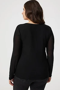 Square Neck Mesh Corset Top