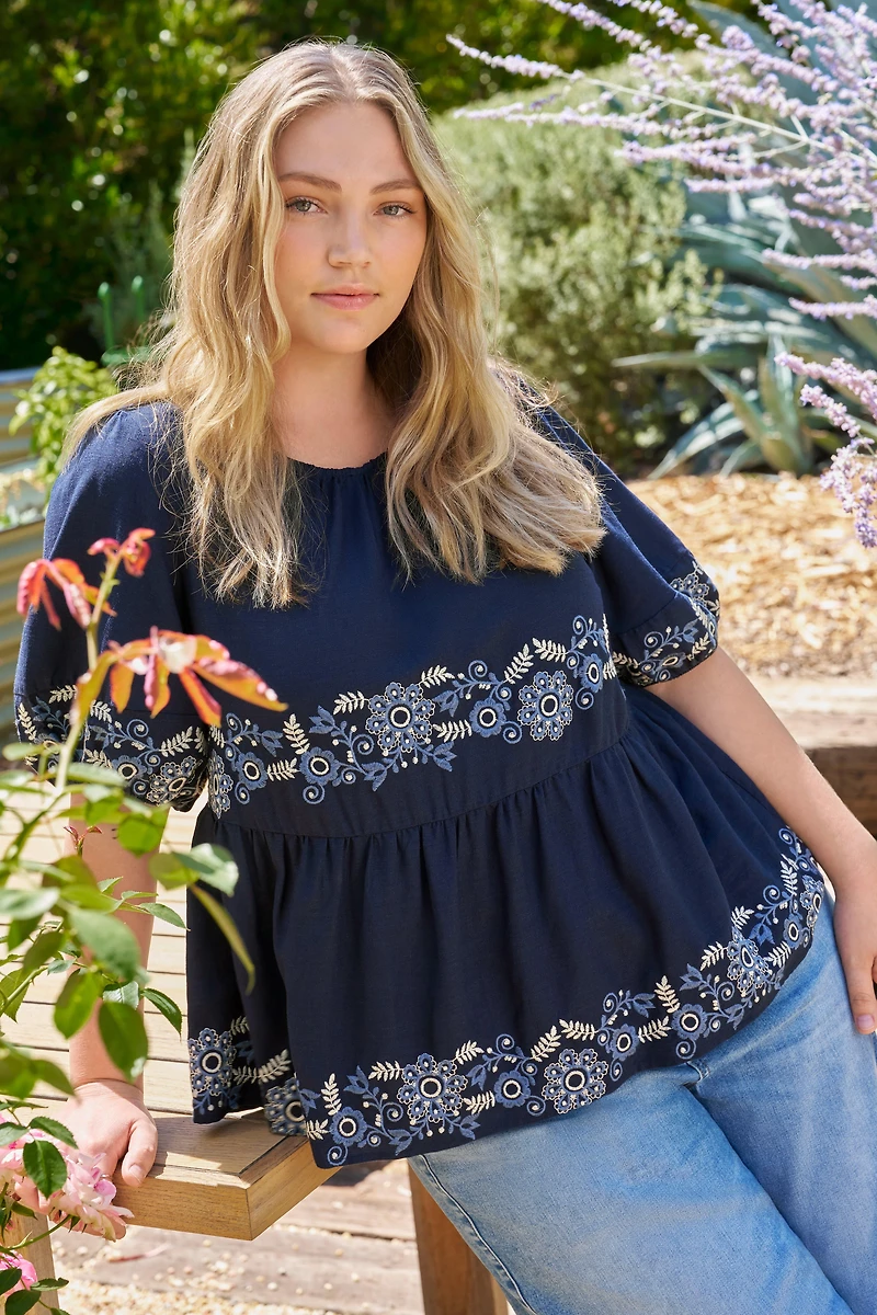 Belle Isle Bubble Sleeve Babydoll Top