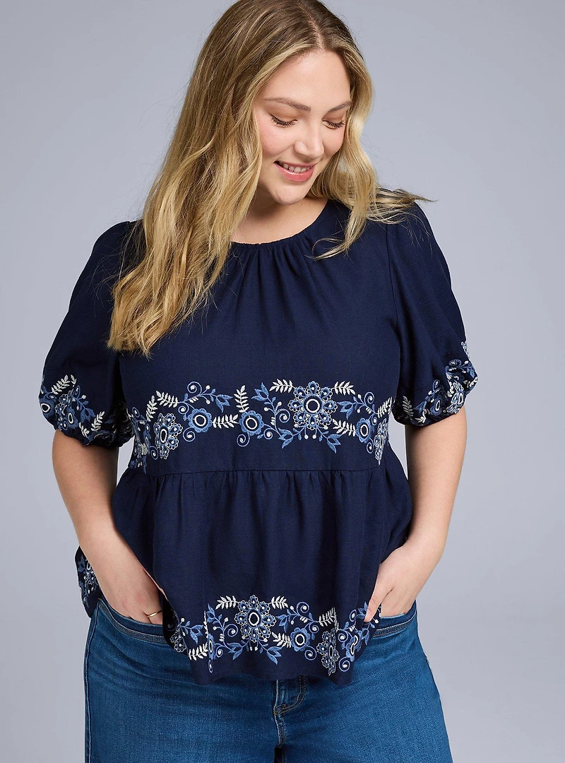 Belle Isle Bubble Sleeve Babydoll Top